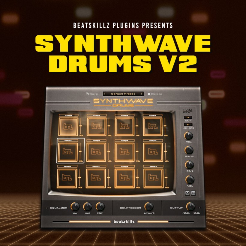 Synthwave Drums 2.0 版打击乐音源插件